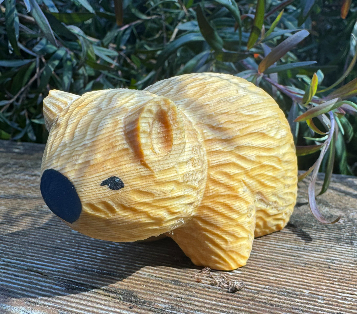 Huon Pine Mini Wombat - Natural Hairy image 0